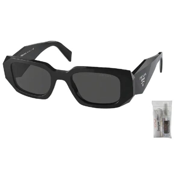 Prada PR17WS 1AB5S0 49MM Black/Dark Grey Rectangular Sunglasses for Women - Picture 1 of 6